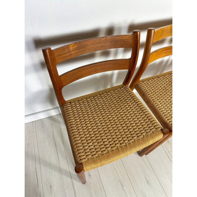 Mid-Century Modern Vintage Danish Teak and Papercord Dining Chairs 84 by Niels O. Møller for Jl Møller, 1960s, Set of 6 For Sale - Image 3 of 13