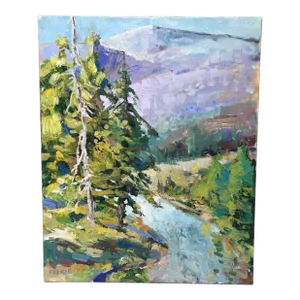 Contemporary Impressionist Mountain Landscape "Distant View" by Jim Barker