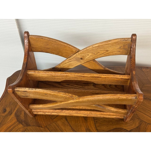 Oak Wood Sculptural Magazine Rack For Sale - Image 12 of 12