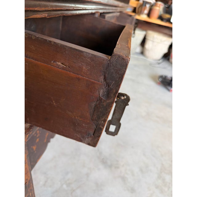 Vintage Chinese Black Lacquer Altar Console Table With Hand-Carved Apron For Sale - Image 9 of 12