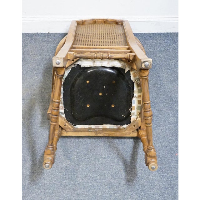 Drexel Furniture Bishopsgate Collection Solid Walnut English Tudor Style Cane Back Dining Arm Chair For Sale - Image 9 of 9