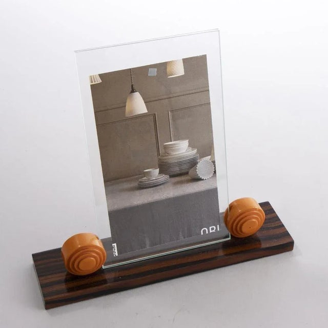 1930s Art Deco French Amber Phenolic & Macassar Photo Frame, 1930s For Sale - Image 5 of 9