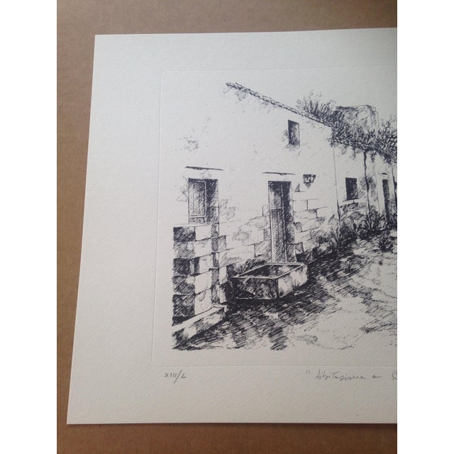 1980s Carmelo Linciano, Courtyard Dwelling, Merine, Lithograph, 1985 For Sale - Image 5 of 8