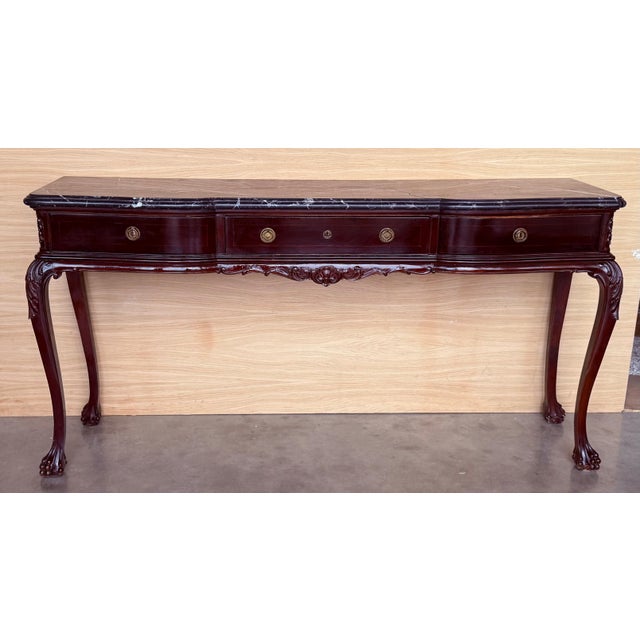 Early 20th Century Regency Console Table with Three drawers and Black Marble For Sale - Image 17 of 18