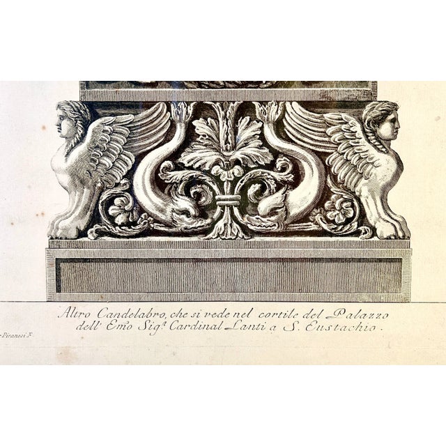 Black Framed Etching of Ornamental Candelabrum Base by Giovanni Piranesi For Sale - Image 8 of 11