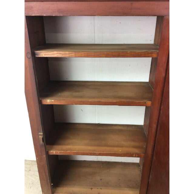 Antique American Farmhouse Wall Cabinet With Brass Latch For Sale - Image 9 of 12