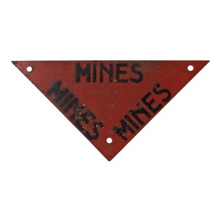 Vintage Warning Sign for Mines For Sale