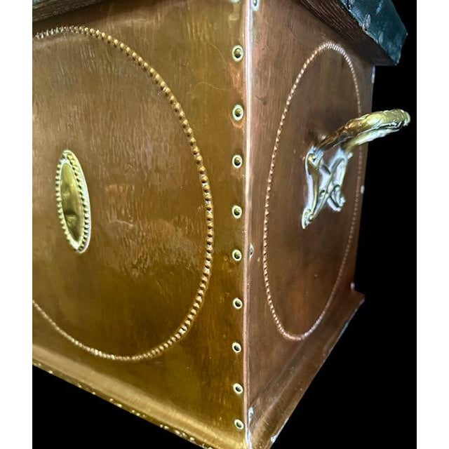 Copper Early 20th Century English Copper and Brass Campaign-Style Storage Ottoman For Sale - Image 8 of 13