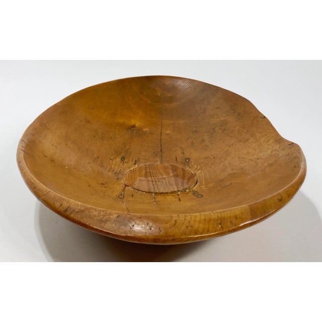 Wood Antique Primitive Hand Carved Wooden Bowl For Sale - Image 7 of 11