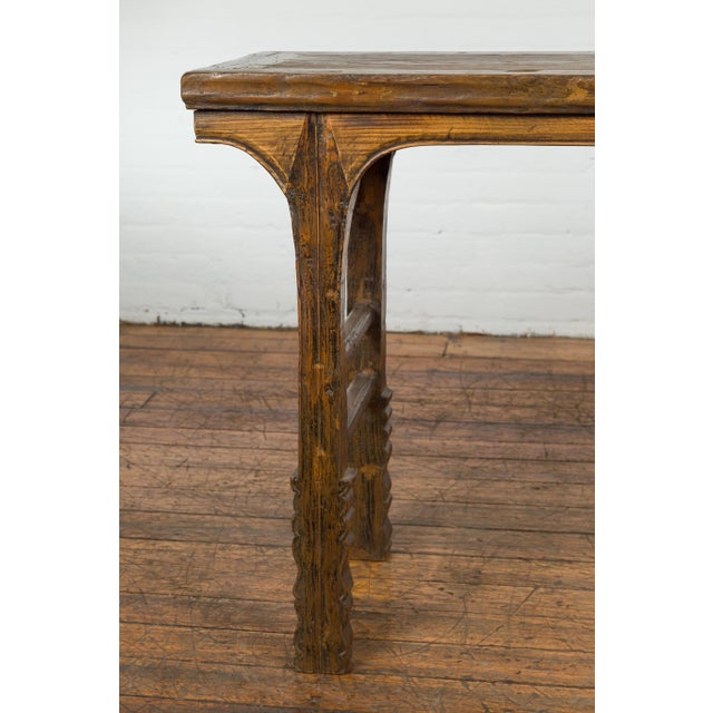 Wood 19th Century Antique Console Table with Textured Legs For Sale - Image 7 of 12