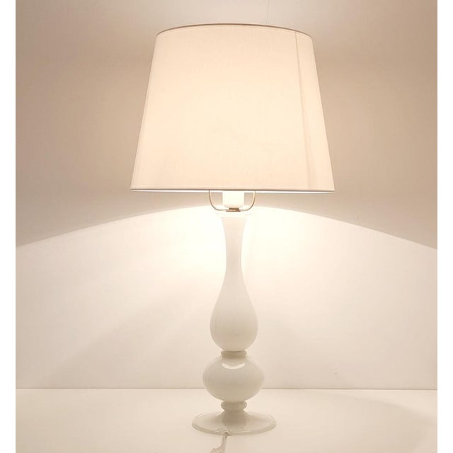 White Large Mid-Century Murano Glass Table Lamp from Barovier & Toso, Italy, 1960s For Sale - Image 8 of 13