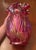 Glass Fenton Iridescent Red Cranberry Daffodil Vase For Sale - Image 7 of 10