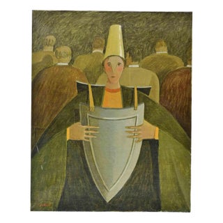Alberto Gallerati, Defending Yourself from Friendships, Oil on Canvas, 1970s For Sale