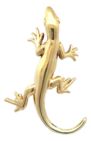 Mid 20th Century 14k Yellow Gold Hollow Lizard Vintage Pin Brooch