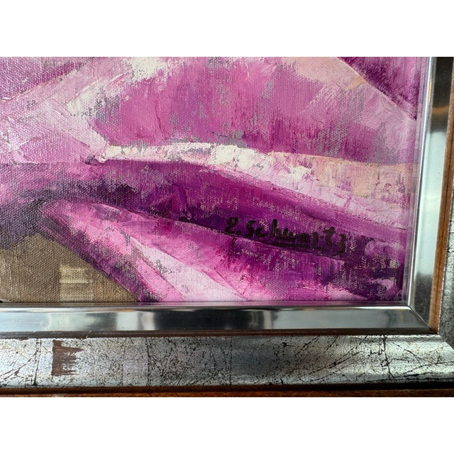 1970's Vintage Still Life of Peonies in a Vase, Oil Painting, Signed For Sale - Image 9 of 10