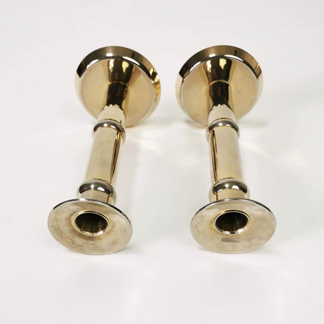 Metal Danish Gilded Candlesticks, 1960s, Set of 2 For Sale - Image 7 of 10