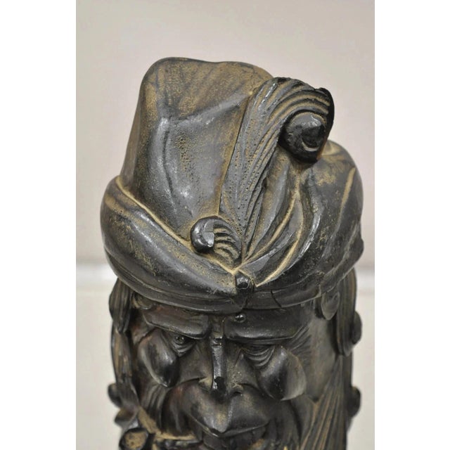 Late 19th Century 19th C European Black Forest Figural Wood Carved Bearded Man Lidded Tobacco Jar For Sale - Image 5 of 12