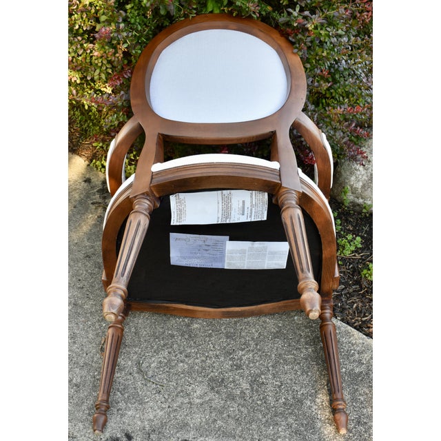 Ethan Allen Francesca Louis XVI Oval Back Armchair Carved Wood French Accent Chair For Sale - Image 18 of 18