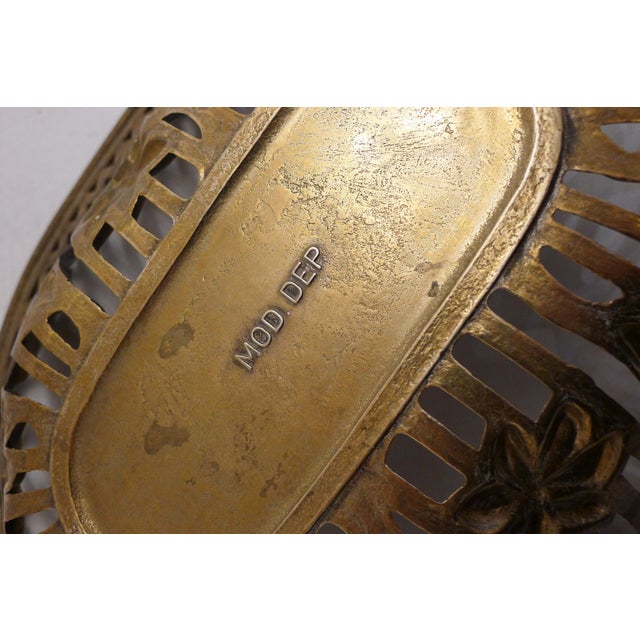 Mid-Century Art Nouveau Style Openwork Gilt Brass Basket, 1950s For Sale - Image 9 of 11