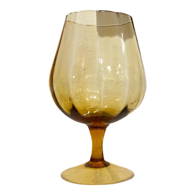 Vintage Empoli Amber Glass Optic Brandy Snifter Chairish