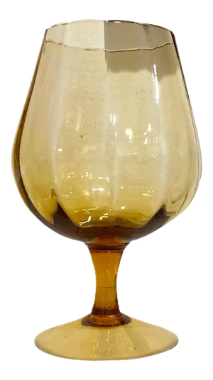 Vintage Empoli Umber Amber Glass Optic Brandy Snifter