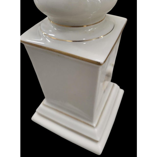 Vintage Traditional Wheat Crest Lenox Style White Gold Extra Tall Turned Table Lamps- A Pair For Sale In West Palm - Image 6 of 10