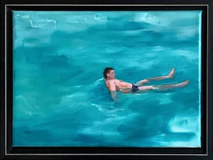 "Body of Water I" Oil Painting on Linen by Kory Alexander, Framed