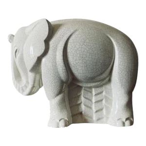Circa 1930 Charles Lemanceau Art Deco Cubist Elephant Craquelé Figurine