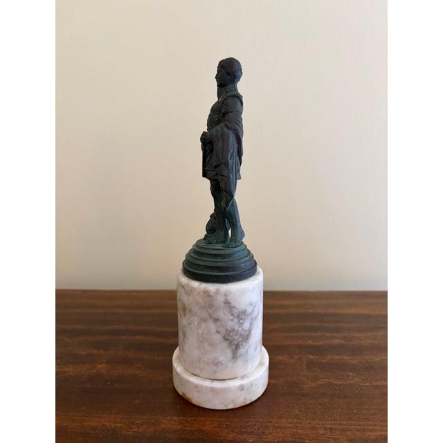 Neoclassical Brass Figure on Marble Base, Grand Tour Style Roman Sculpture For Sale In South Bend - Image 6 of 10