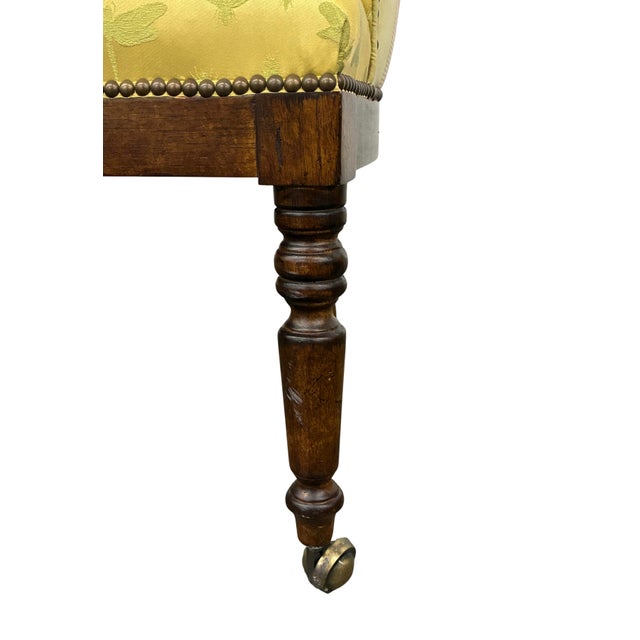 Pair of Century Furniture Model 3277 “Gentleman’s” Upholstered Game Chairs With Brass Casters For Sale - Image 10 of 12