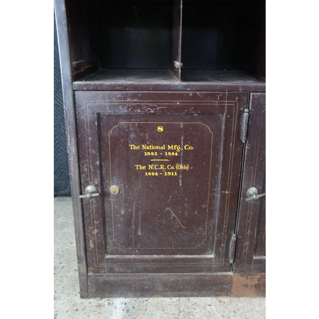 Late 19th Century Antique NCR National Cash Register Industrial Iron Steel Safe Cabinet For Sale - Image 5 of 12