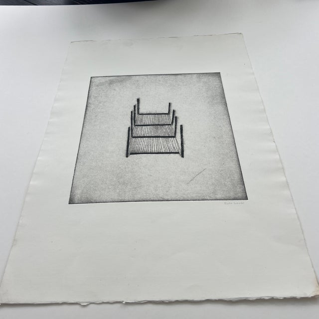 Modern Vintage Black and White Etching Signed R. Laur For Sale - Image 3 of 3