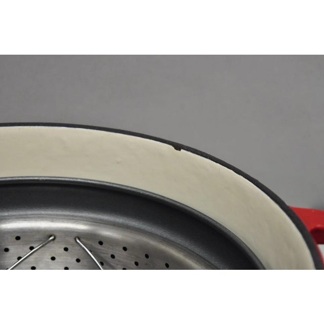 Metal Late 20th Century Martha Stewart Collection Red Cast Iron Dutch Oven Covered Pot For Sale - Image 7 of 11