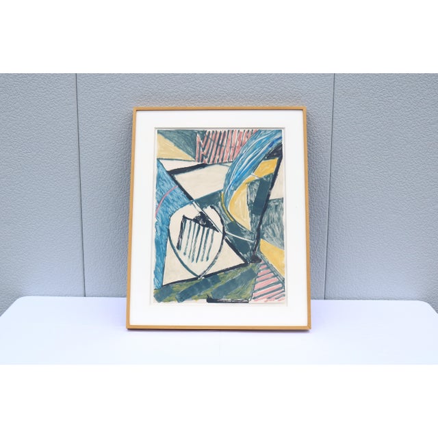 Fabulous 1986 Mark Lavatelli original one-of-a-kind framed crossroads abstract expressionism artwork, encaustic painting...