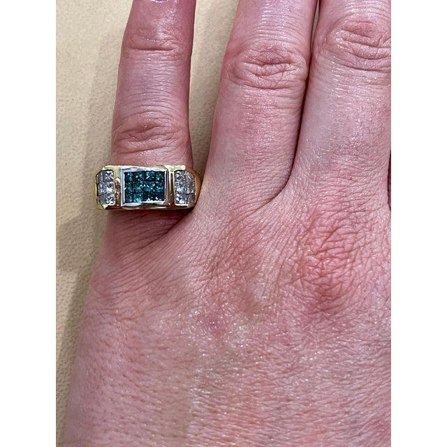 1.4 Carat Blue and White Diamond Cocktail Ring 14 Karat Yellow Gold For Sale - Image 10 of 18