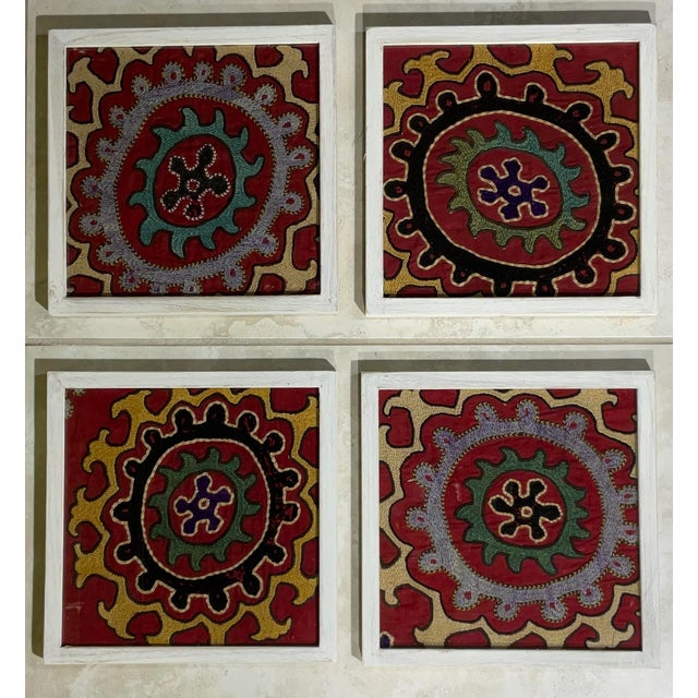 Contemporary Set of Four Antique Suzani Wall Hanging For Sale - Image 3 of 12