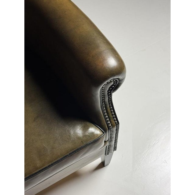Green Sheepskin Club Armchair For Sale - Image 13 of 15