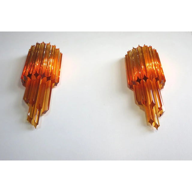 Vintage Murano Wall Sconce 32 Quadriedri Amber Prism, 1990s, Set of 2 For Sale - Image 13 of 13
