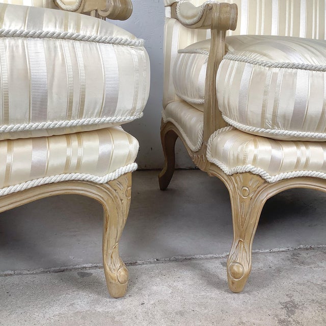 Pair of Louis XV–Style Bergère Armchairs in French Revival Taste For Sale - Image 9 of 12