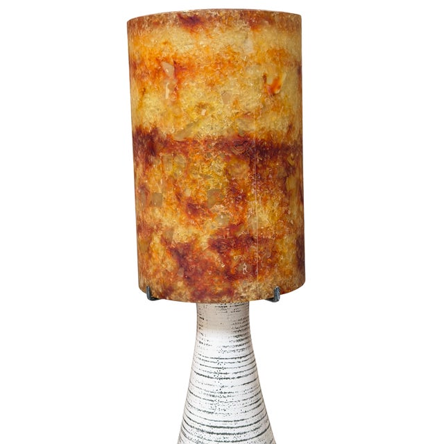 Mid Century Modern Accolay 70’s Pottery Lamp W Resin Shade.