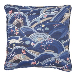 Schumacher Rolling Hills 20" Pillow in Blue For Sale