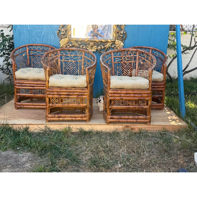 1970s 1970s Rare Set of 4 Banboo Chairs For Sale - Image 5 of 12