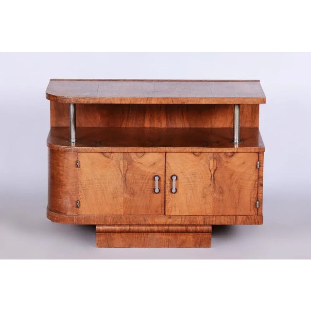 Brown Small Art Deco Walnut Cabinet in Chrome-Plated Steel, Czechia, 1930s For Sale - Image 8 of 8