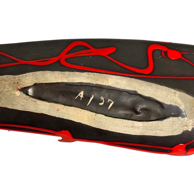 Ceramic 1960s Laurentienne Pottery Black and Red Abstract Ceramic Centerpiece For Sale - Image 7 of 7