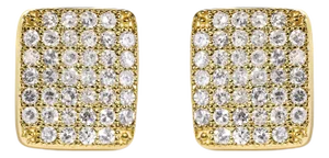 14K Yellow Gold 1/2 Cttw Diamond Square Shaped Composite Cluster Stud Earrings (I-J Color, I1-I2 Clarity)
