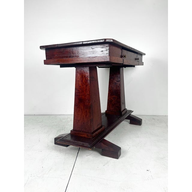 Brown Antique Double Pedestal Library Table For Sale - Image 8 of 12