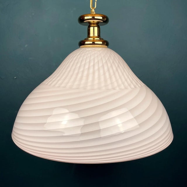 Large Italian Swirl Pendant Lamp in Pink Murano Glass, 1970s For Sale - Image 11 of 11