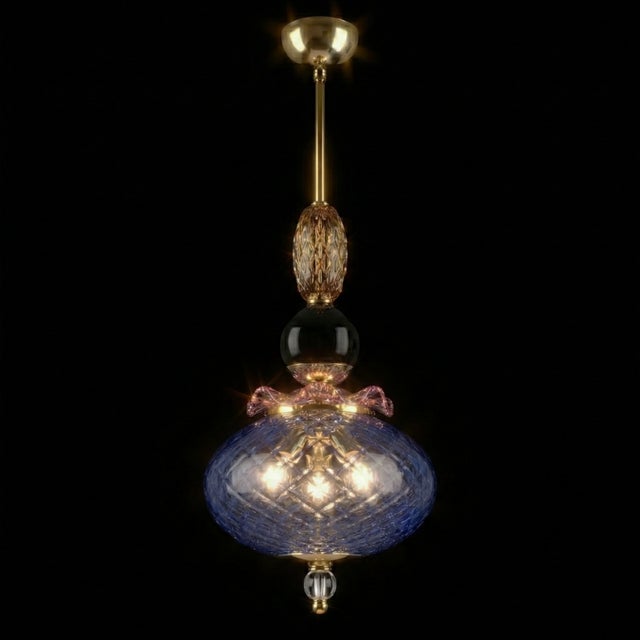 Murano Glass Lollypop Pendant Lamp, 1970s For Sale - Image 4 of 6