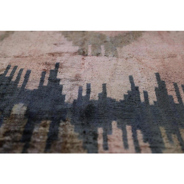 The Abstract Landscape Painterly Silk Velvet Pillow - Dusty Rose & Charcoal 20x20 For Sale In San Francisco - Image 6 of 8