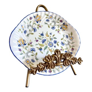 Minton “Haddon Hall Blue” Fine Bone China Set — 8 Pieces (4 Plates + 4 Trinket Dishes) For Sale